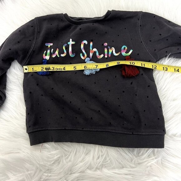 Zara Baby 18-24M Just Shine Gray Polka Dot 3D Tassel Sweatshirt Pullover - Picture 5 of 6